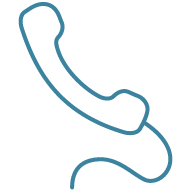 Icon im Linienstil mit Linien in Werkstadt München Blau. Es zeigt ein Telefon.