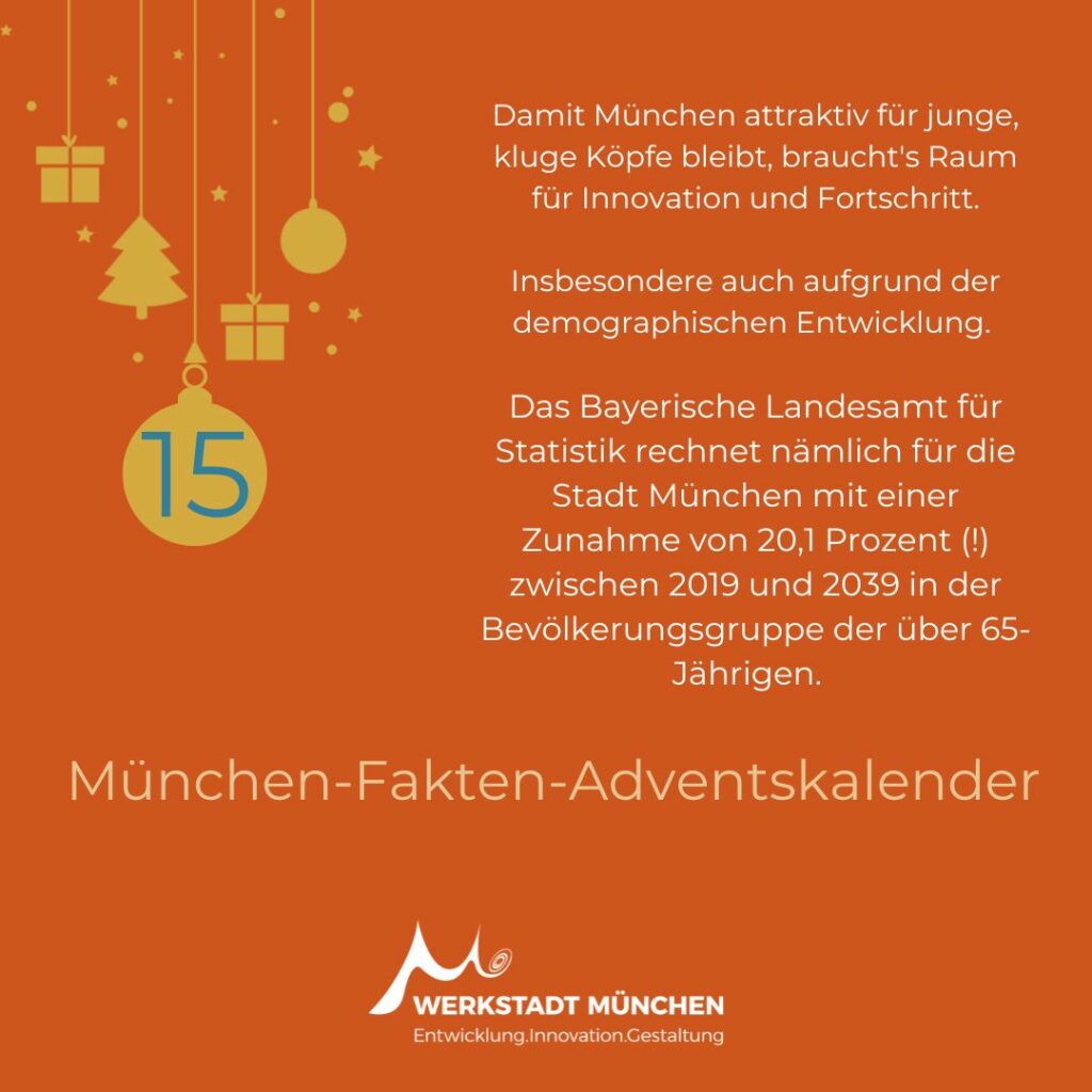 München-Fakten-Adventskalender Türchen 15 zum Thema demographische Entwicklung.