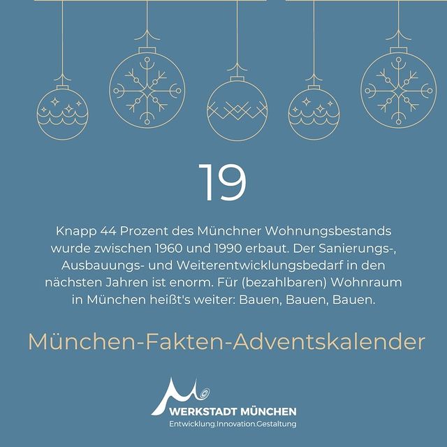 München-Fakten-Adventskalender Türchen 19 zum Thema Wohnungsbestand.