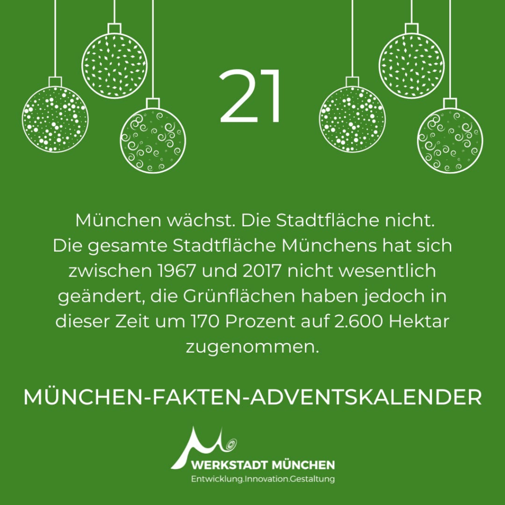 München-Fakten-Adventskalender Türchen 21 zum Thema Stadtflächen.