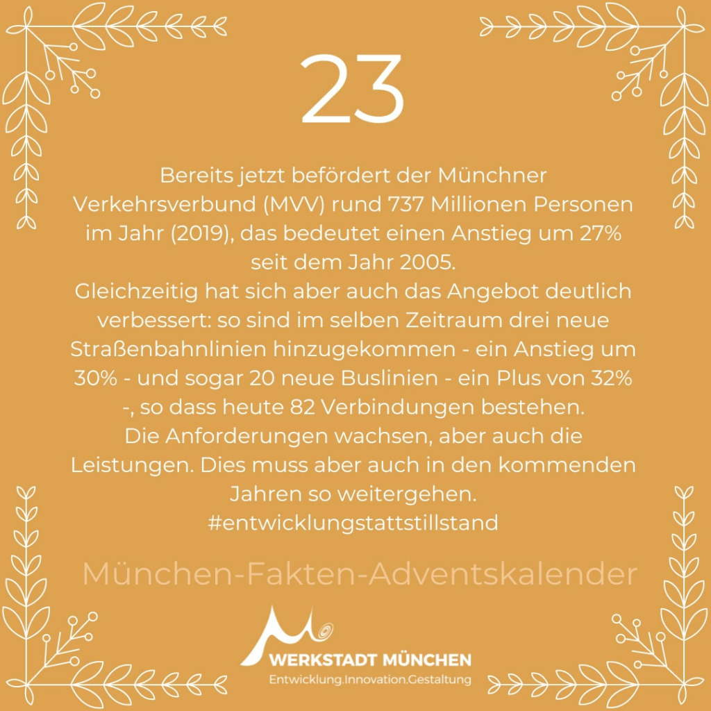 München-Fakten-Adventskalender Türchen 23 zum Thema Münchner Verkehrsbund.