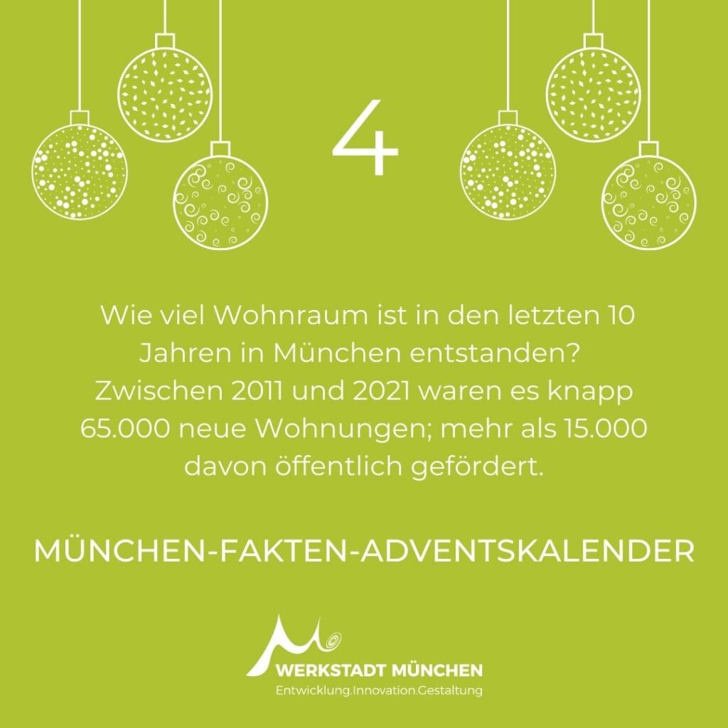 München-Fakten-Adventskalender Türchen 4 zum Thema Wohnraum in München.