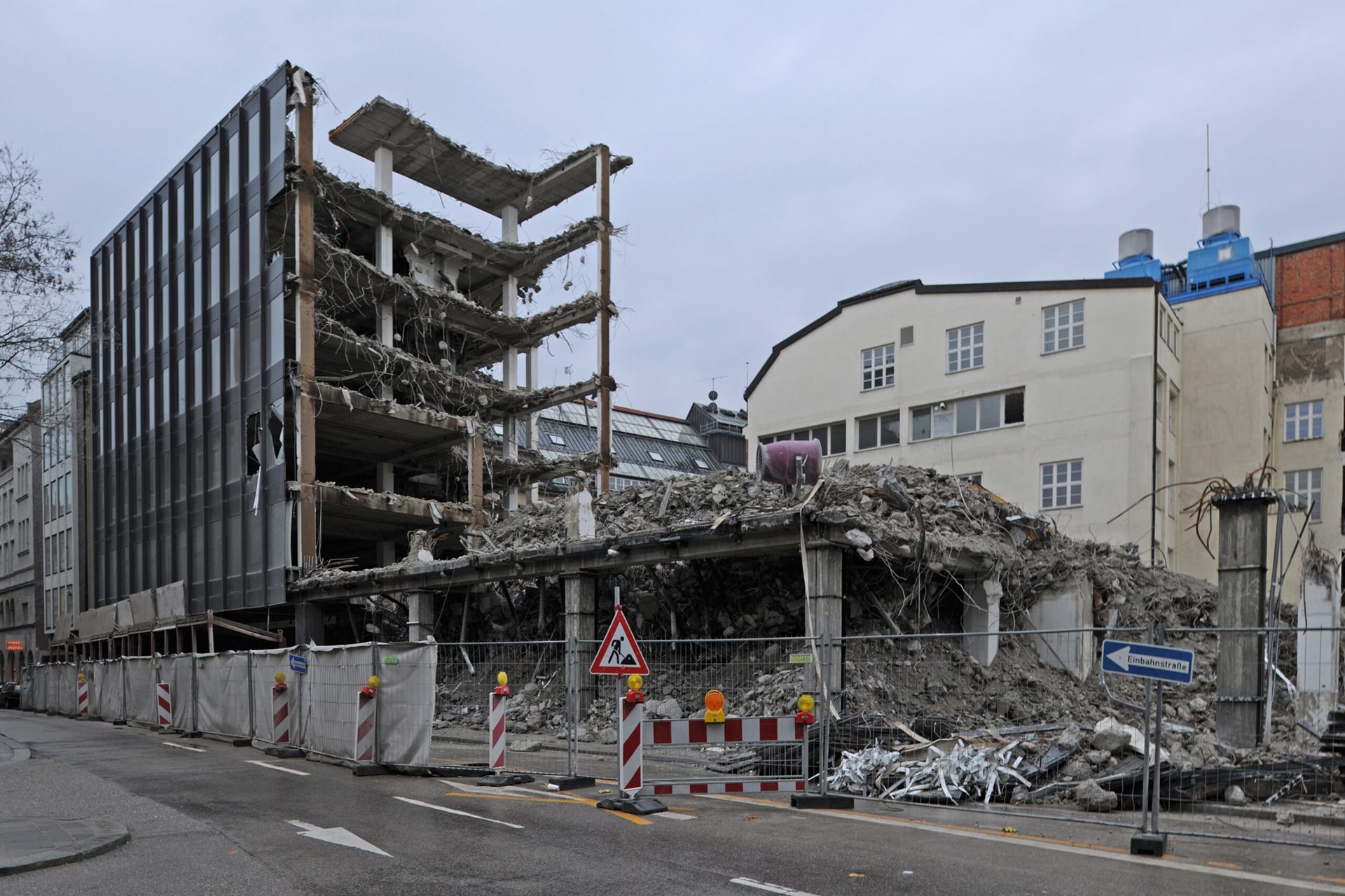 Abriss eines Gebäudes in München.
